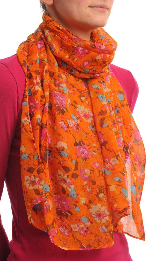 Liss Kiss Small Climbing Roses On Orange - Scarf