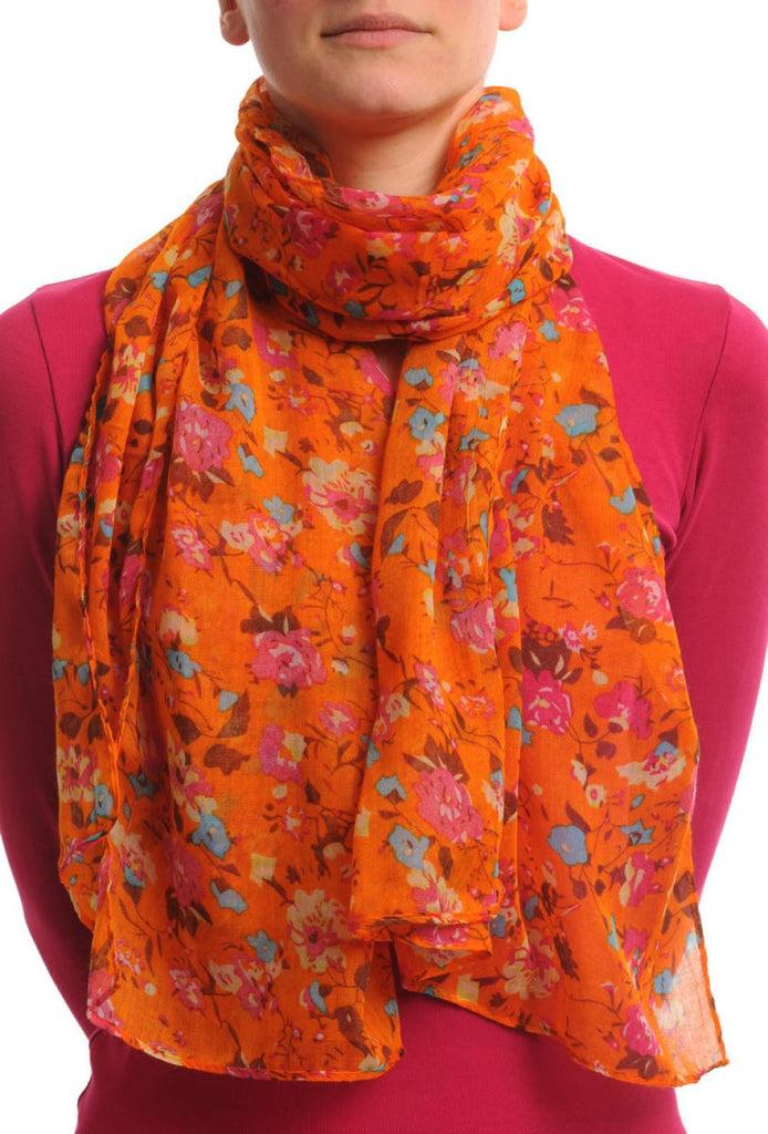 liss kiss Small Climbing Roses On Orange - Scarf