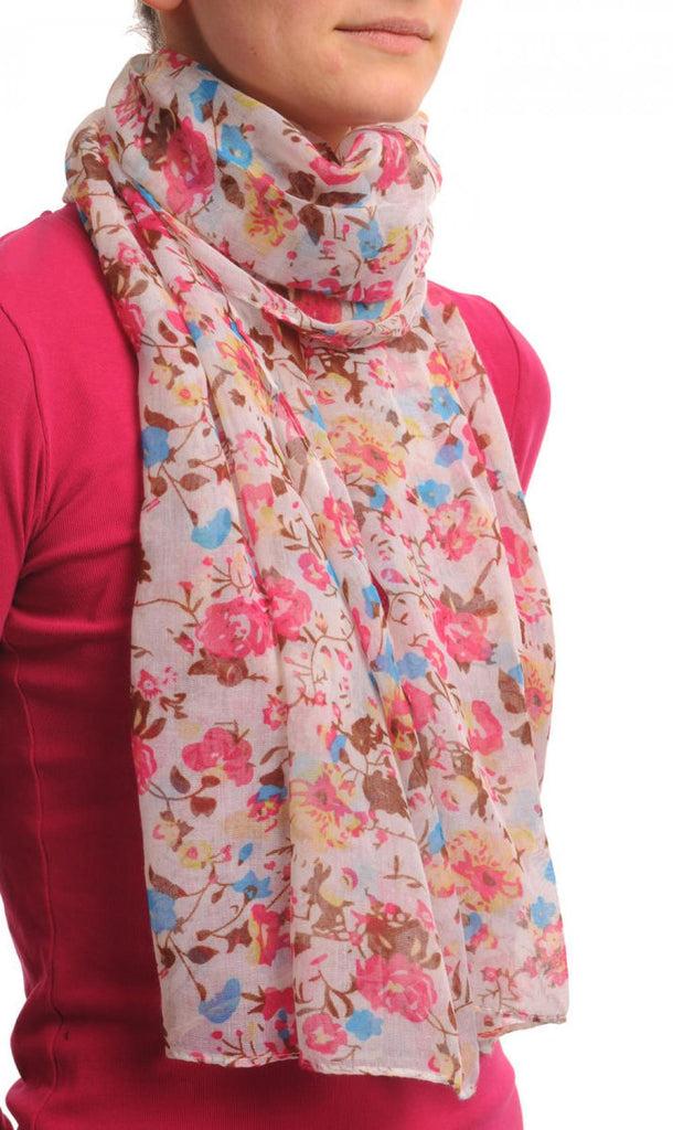Liss Kiss Small Climbing Roses On White - Scarf