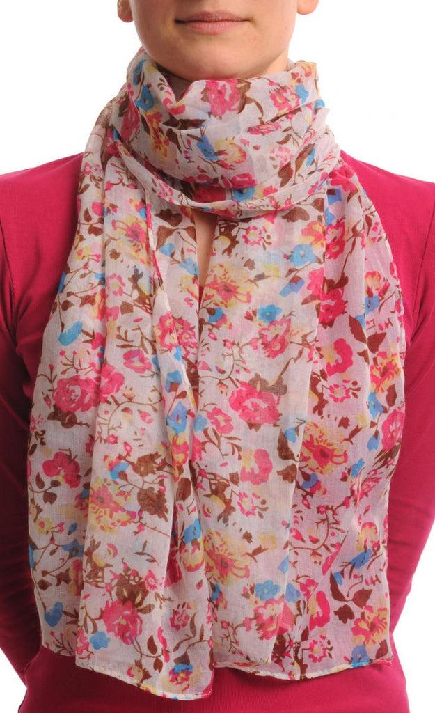 liss kiss Small Climbing Roses On White - Scarf