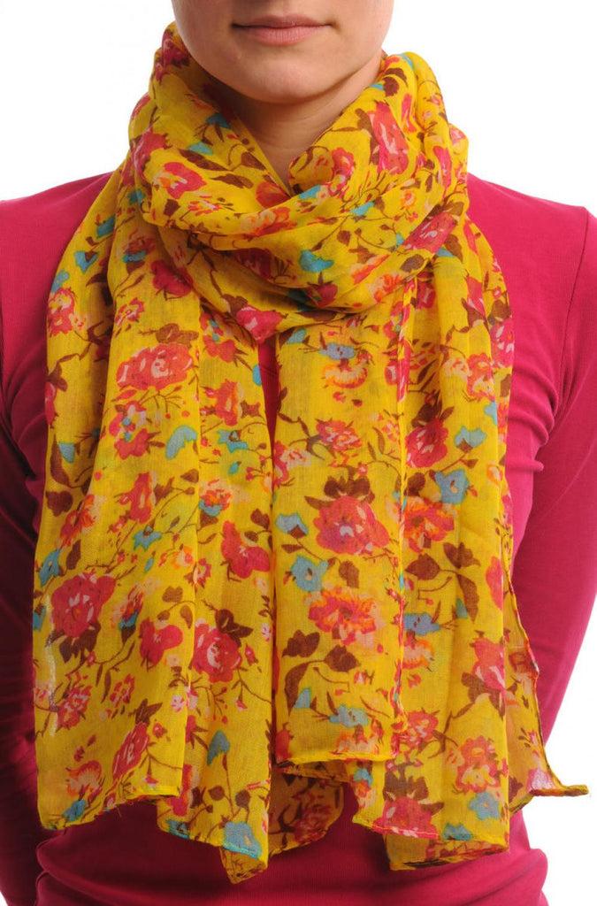 liss kiss Small Climbing Roses On Yellow - Scarf