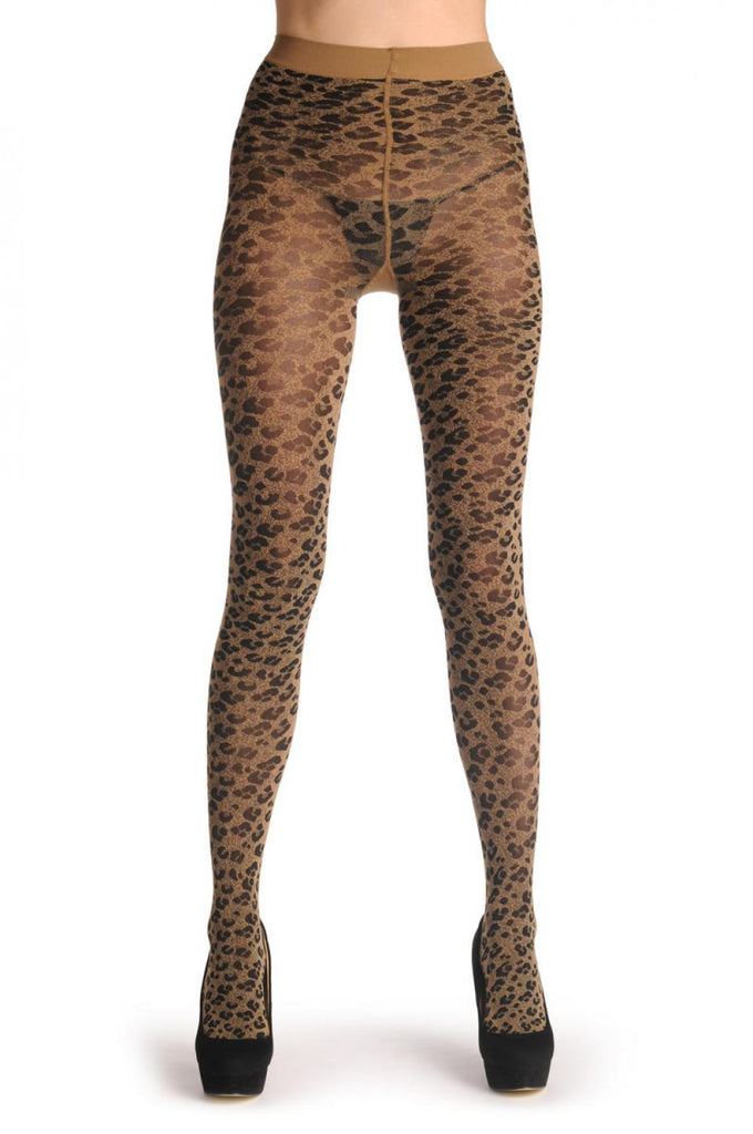 Liss Kiss Small Woven Beige Leopard 80 Den - Tights