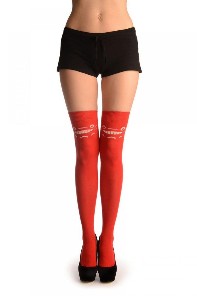liss kiss Spooky Smile On Red - Over The Knee Socks