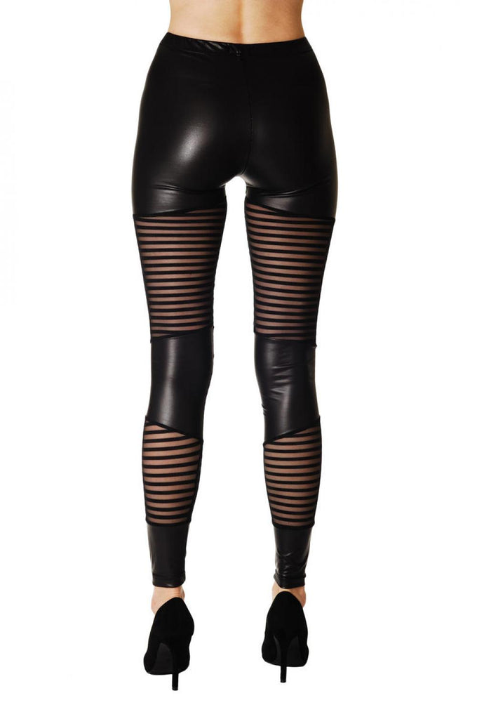 Liss Kiss Stripped Lace With Black Panels - Leggings