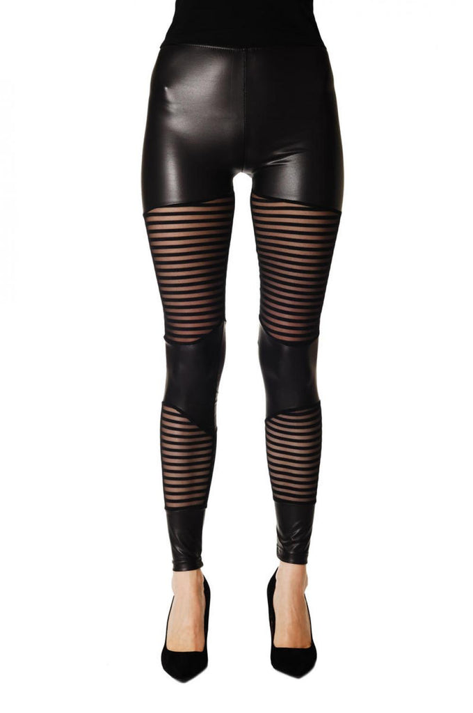 liss kiss Stripped Lace With Black Panels - Leggings