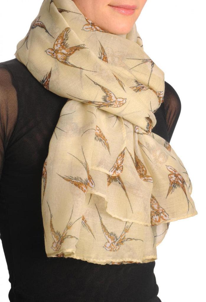 Liss Kiss Swallow Birds On Beige - Scarf