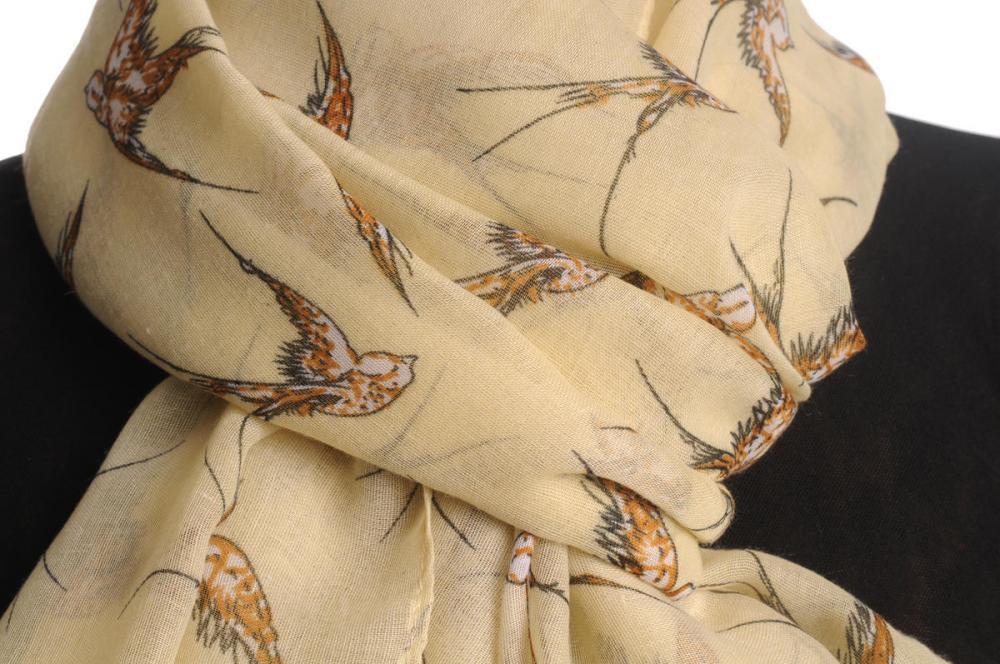 Liss Kiss Swallow Birds On Beige - Scarf