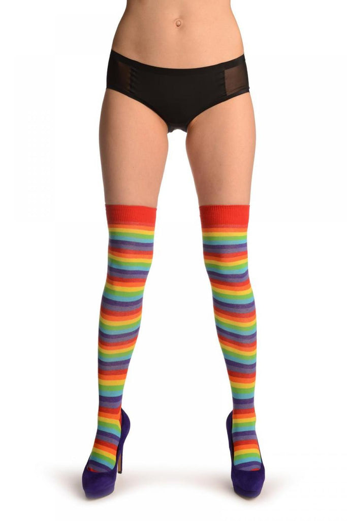 Liss Kiss Thin Rainbow Stripes - Over The Knee Socks