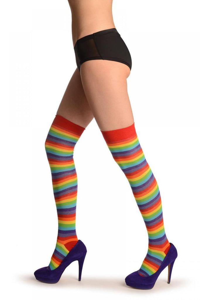 liss kiss Thin Rainbow Stripes - Over The Knee Socks