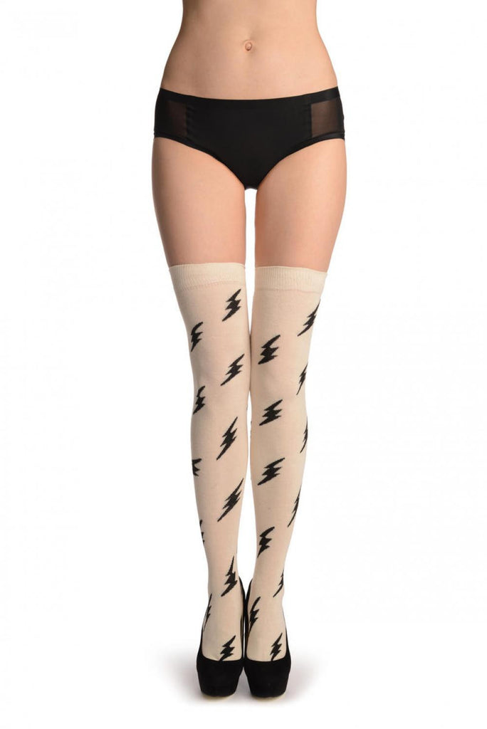 liss kiss Thunder On Beige - Over The Knee Socks