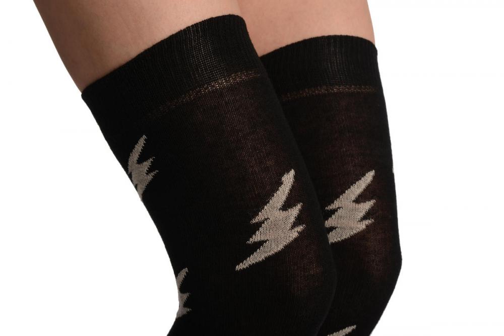 Liss Kiss Thunder On Black - Over The Knee Socks