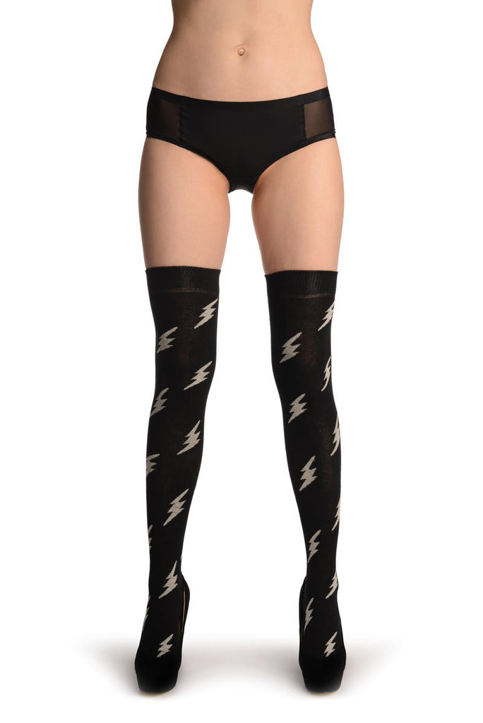 Liss Kiss Thunder On Black - Over The Knee Socks