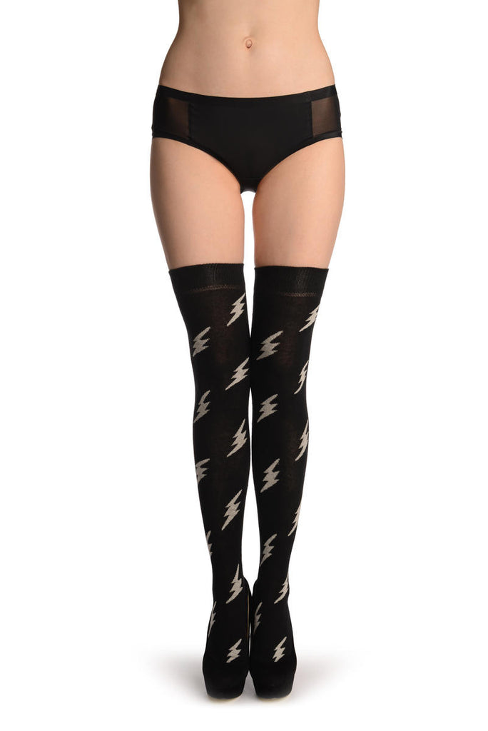 Liss Kiss Thunder On Black - Over The Knee Socks