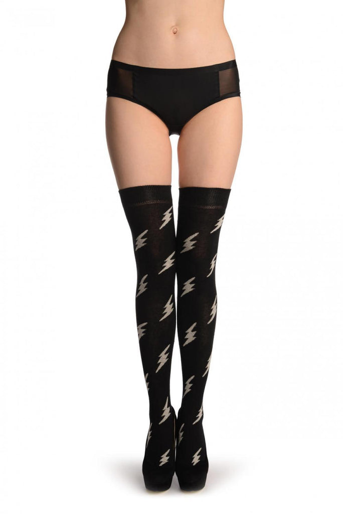 Liss Kiss Thunder On Black - Over The Knee Socks
