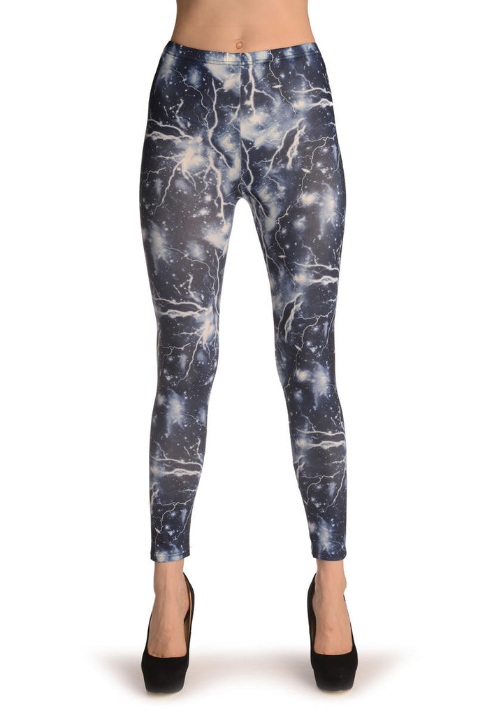 Liss Kiss Thunder Storm On Dark Blue - Leggings