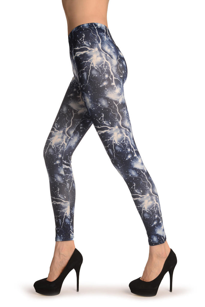 Liss Kiss Thunder Storm On Dark Blue - Leggings