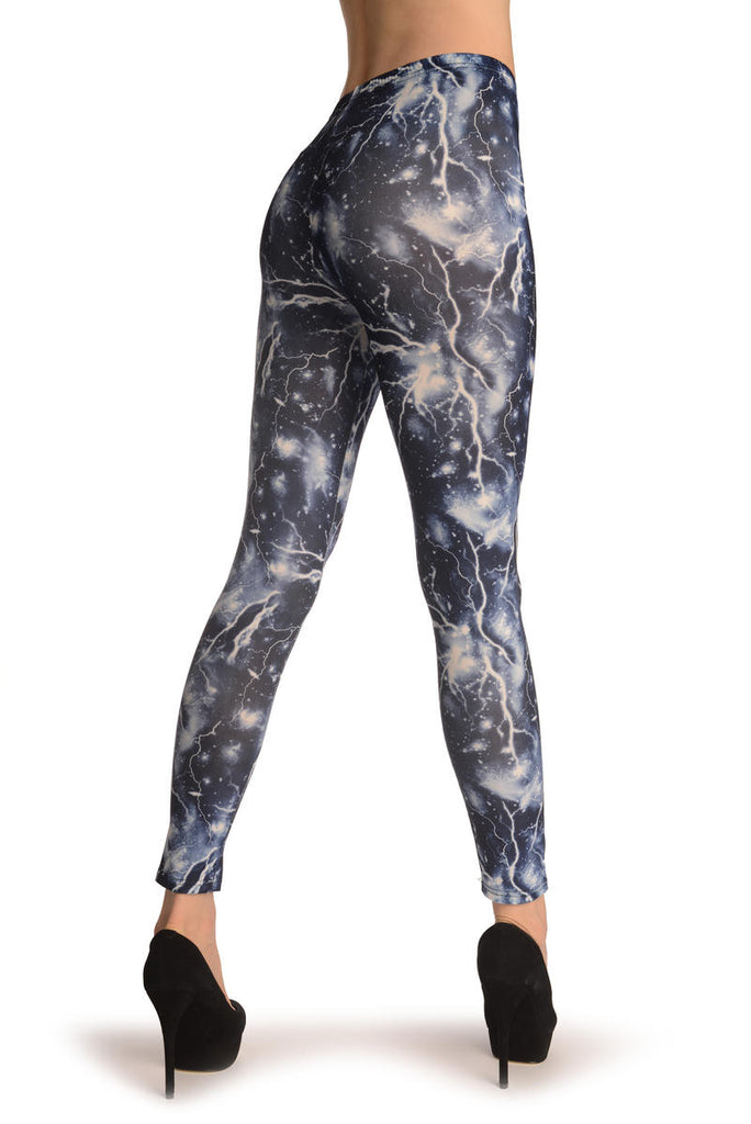Liss Kiss Thunder Storm On Dark Blue - Leggings