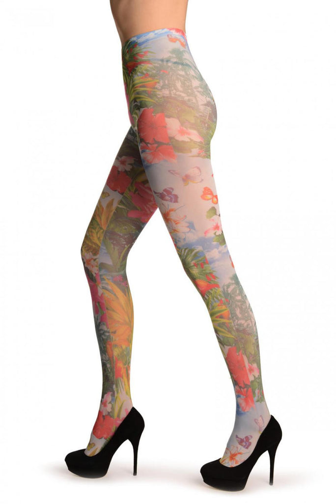 Liss Kiss Tropical Island On White - Tights