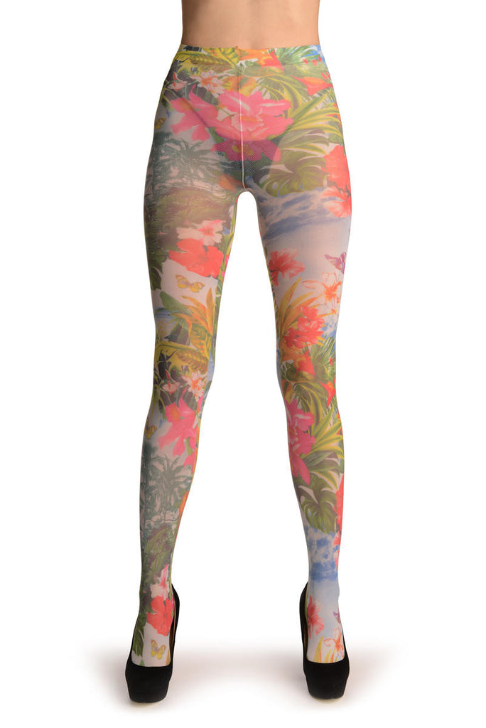 Liss Kiss Tropical Island On White - Tights