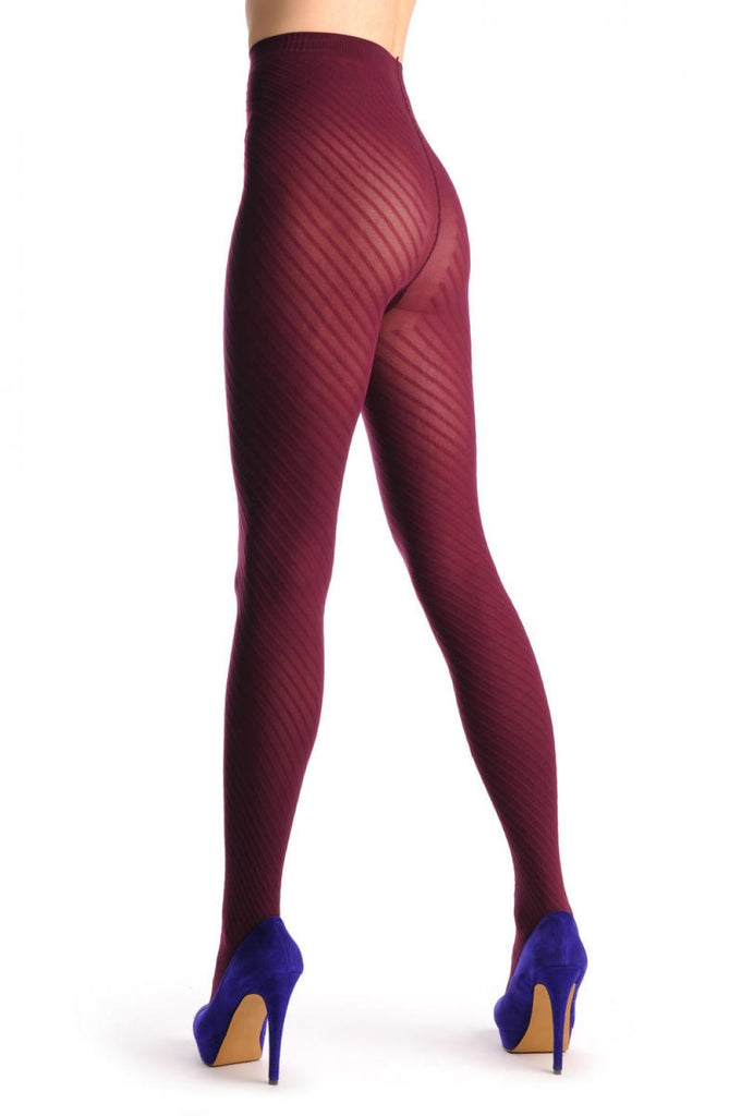 Liss Kiss Warm Bordeaux With Thin Stripes - Tights