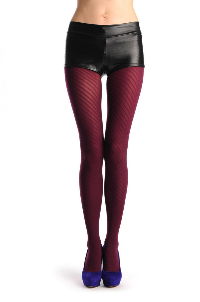 liss kiss Warm Bordeaux With Thin Stripes - Tights