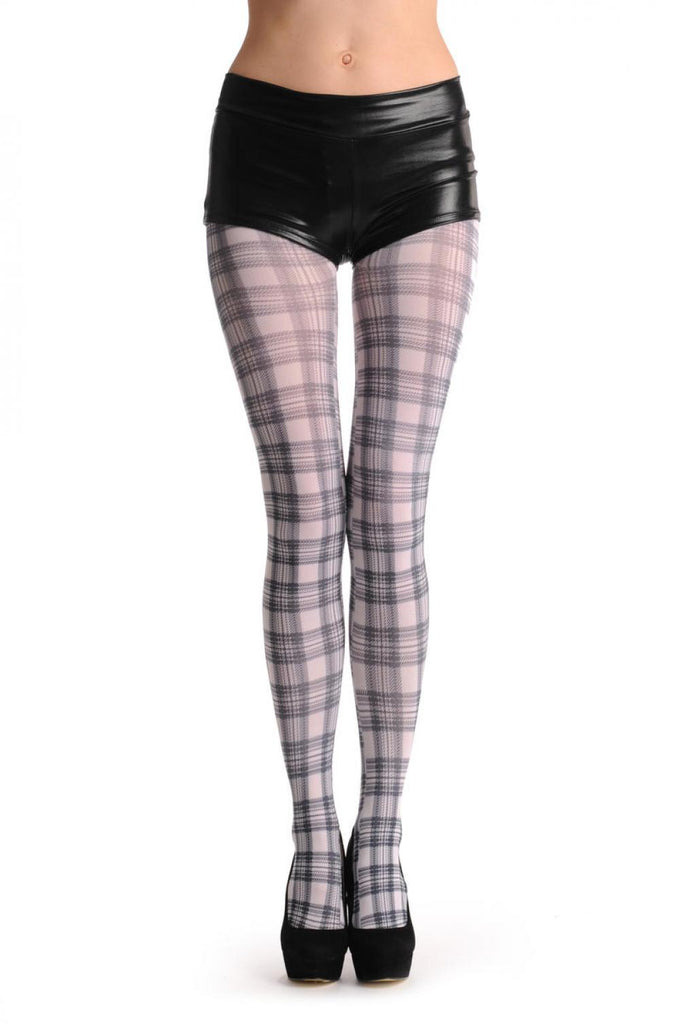 Liss Kiss White & Black Checkered - Tights