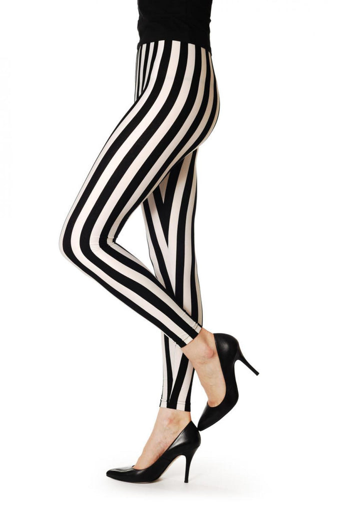 Liss Kiss White & Black Strips - Leggings