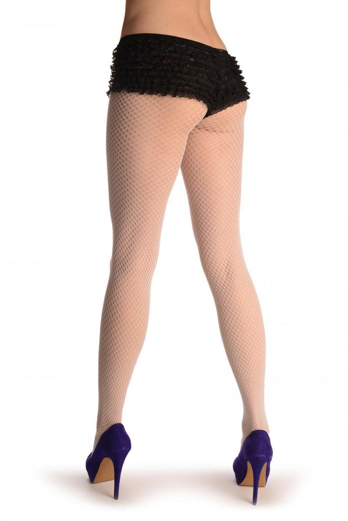 Liss Kiss White Double Mesh Fine Fishnet - Tights