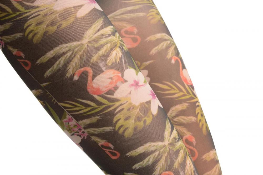 Liss Kiss White Flower & Flamingo - Tights