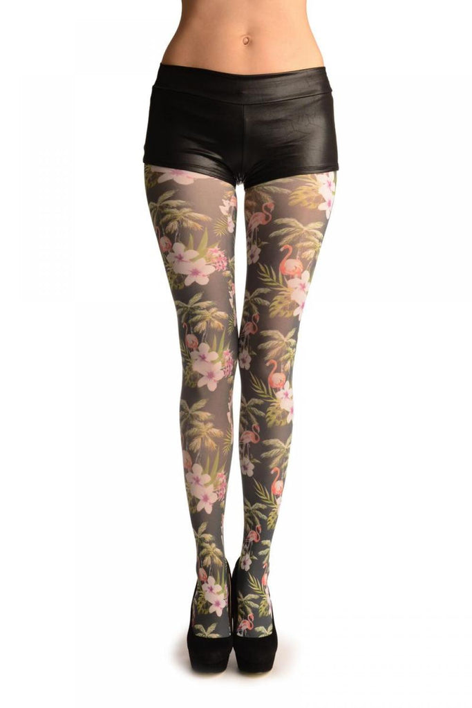 liss kiss White Flower & Flamingo - Tights