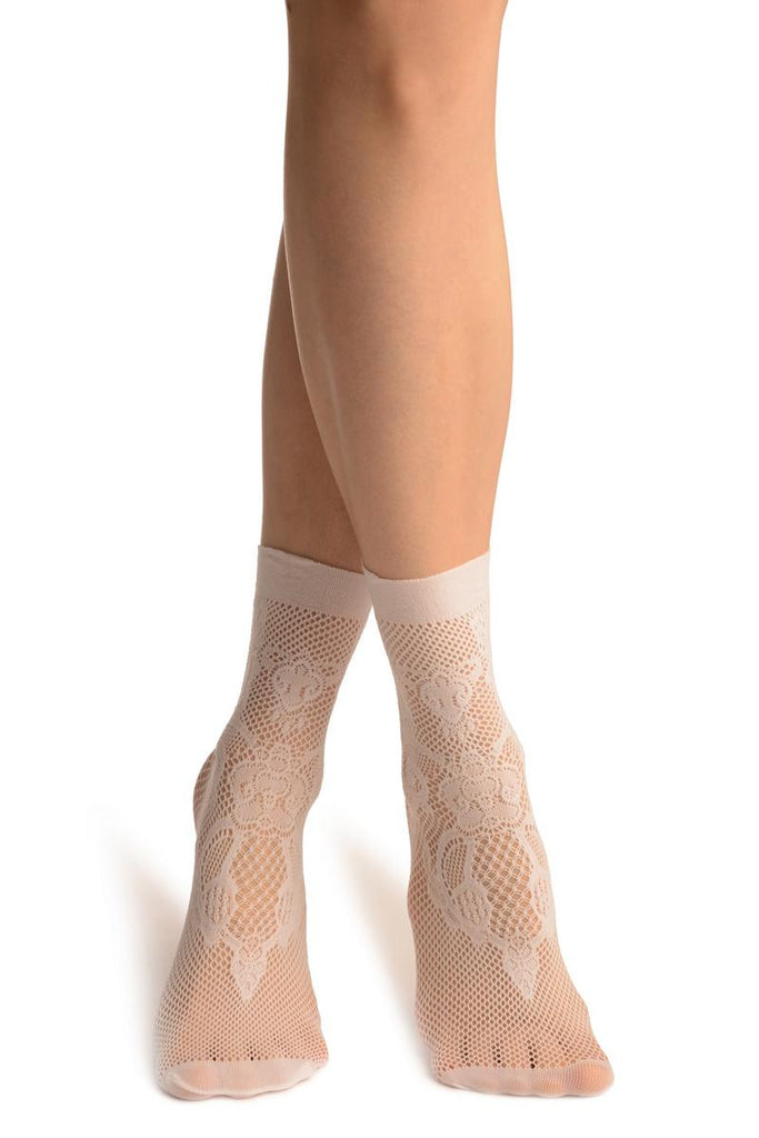 liss kiss White Lilly Lace Socks Ankle High - Socks
