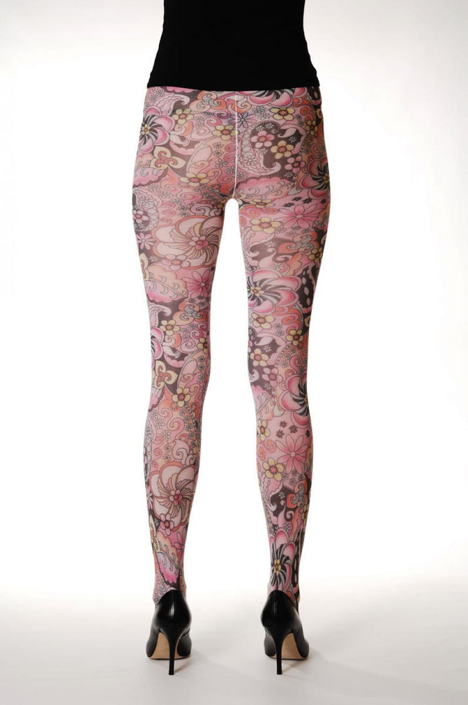 Liss Kiss White & Pink Flowers - Tights