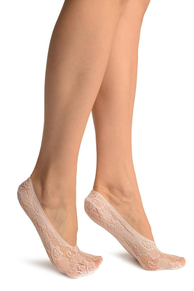Liss Kiss White Roses Lace Footies - Footsies Socks