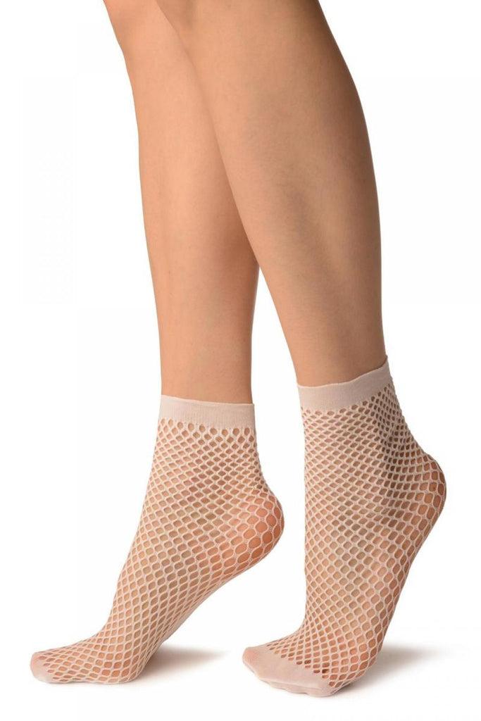 Liss Kiss White Thick Mesh Socks Ankle High - Socks