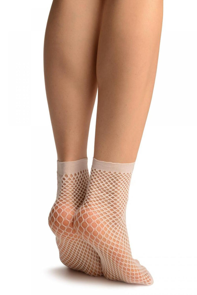 Liss Kiss White Thick Mesh Socks Ankle High - Socks