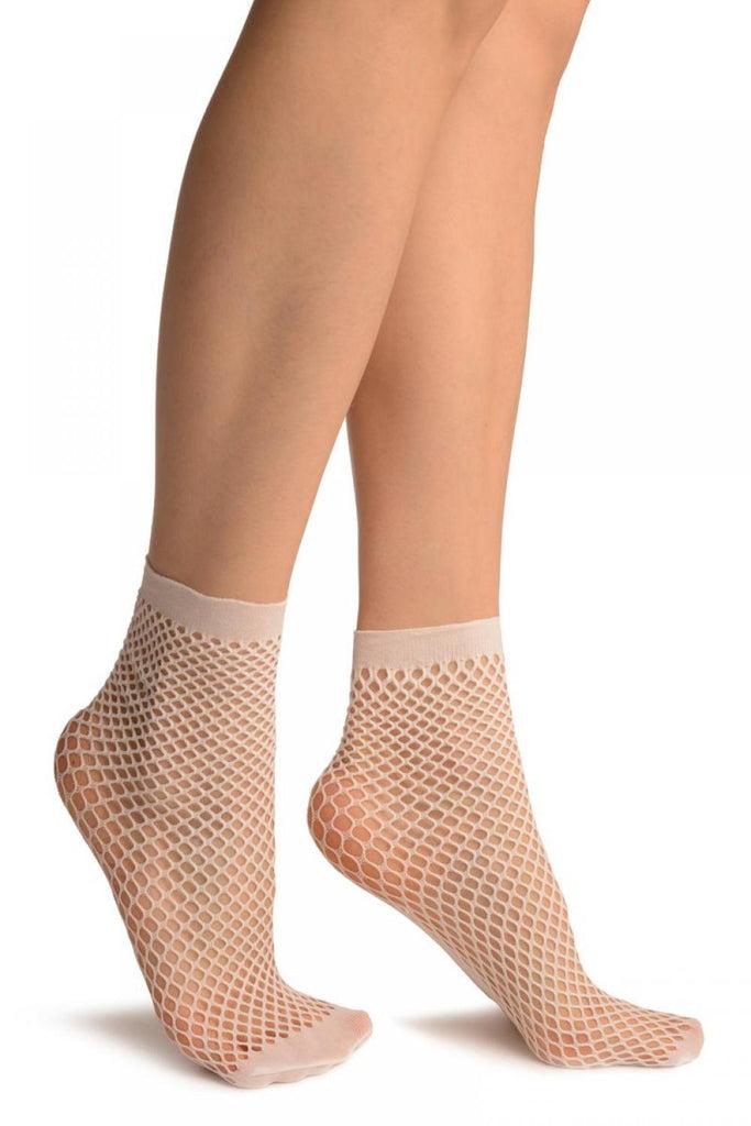 liss kiss White Thick Mesh Socks Ankle High - Socks