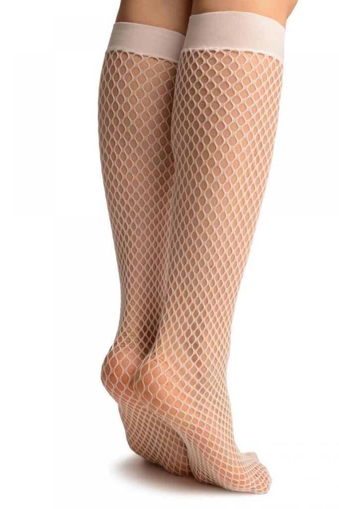 Liss Kiss White Thick Mesh Socks Knee High - Socks