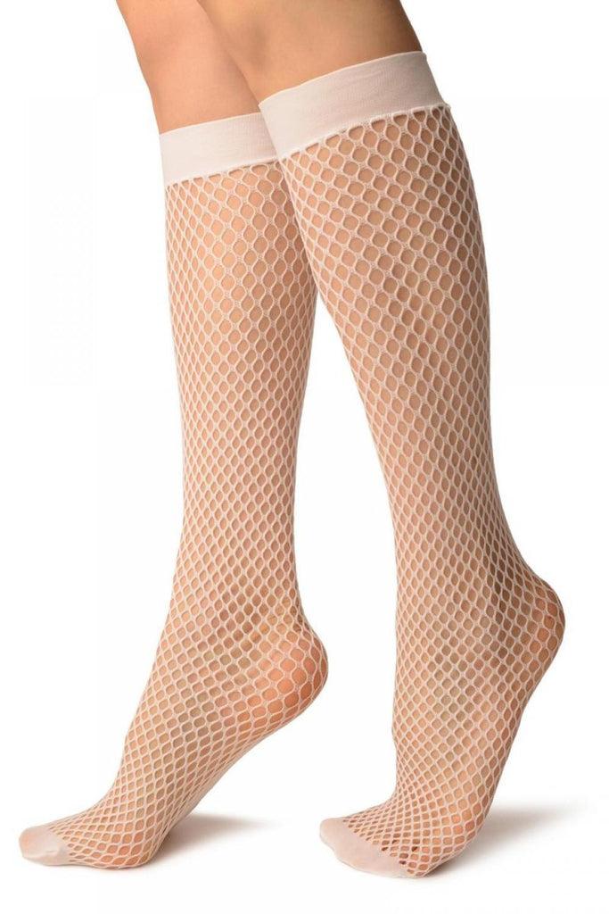 Liss Kiss White Thick Mesh Socks Knee High - Socks