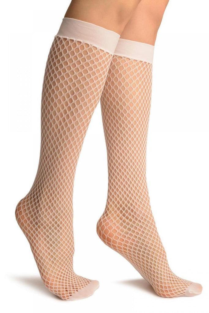 liss kiss White Thick Mesh Socks Knee High - Socks