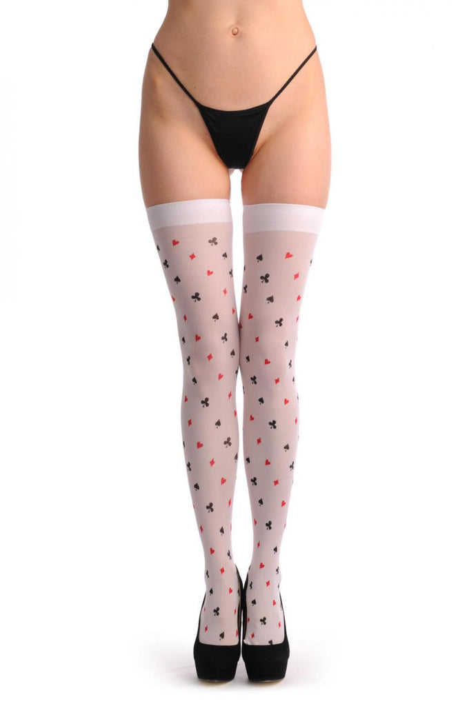 Liss Kiss White With Poker Prints - Hold Ups