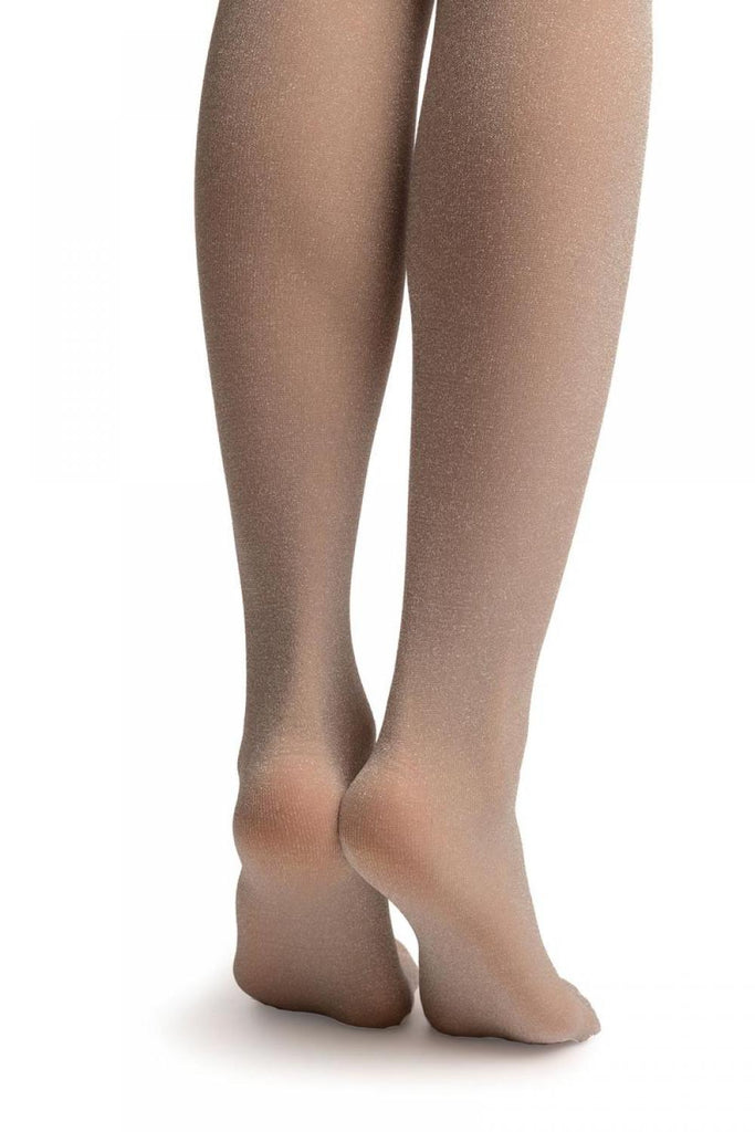 Liss Kiss White With Silver Lurex Tights - Tights