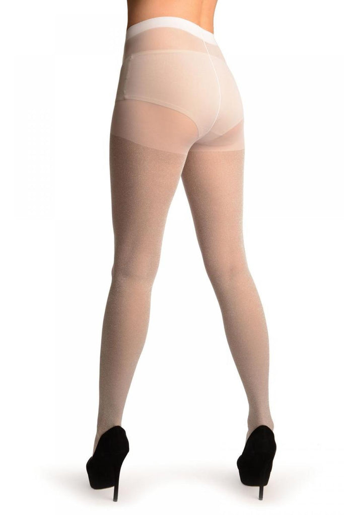 Liss Kiss White With Silver Lurex Tights - Tights