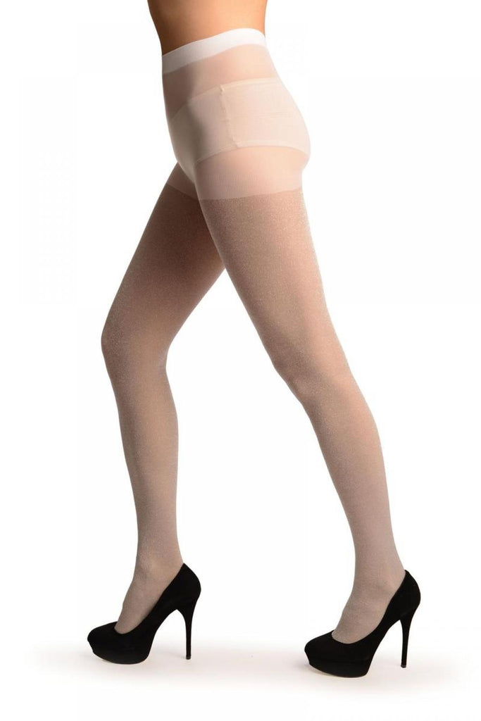 Liss Kiss White With Silver Lurex Tights - Tights