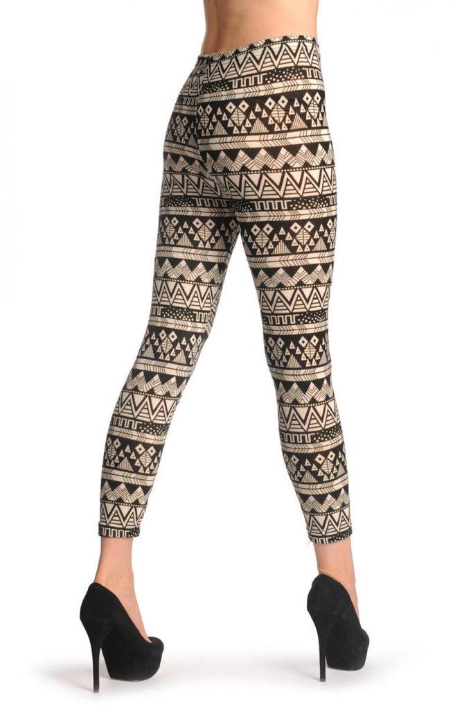 Liss Kiss Woven Black & White Aztec - Leggings