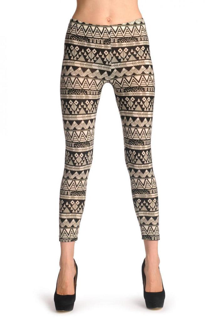 Liss Kiss Woven Black & White Aztec - Leggings