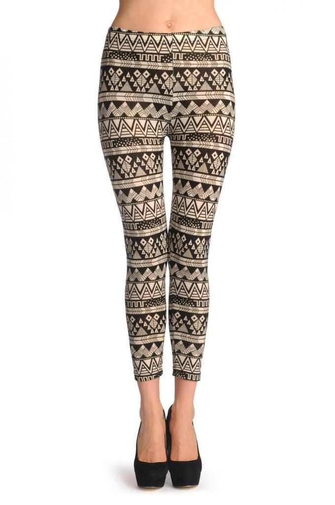 liss kiss Woven Black & White Aztec - Leggings