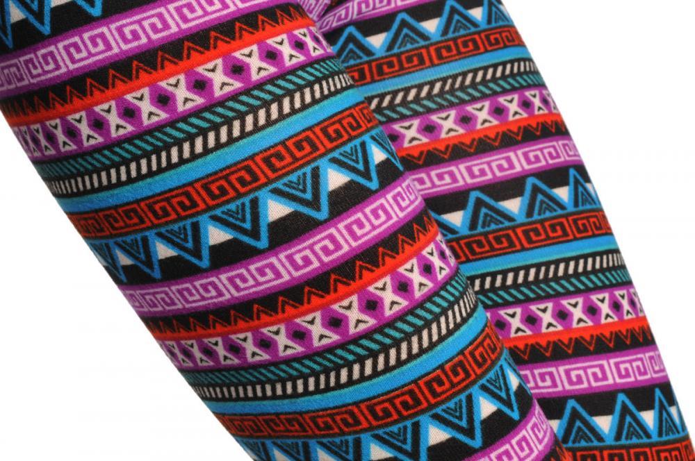 Liss Kiss Woven Blue Purple & Green Aztec - Leggings