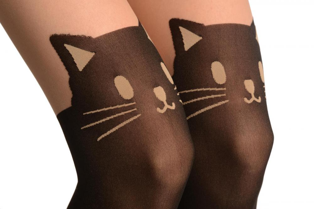Liss Kiss Woven Cat Faux Stockings - Tights