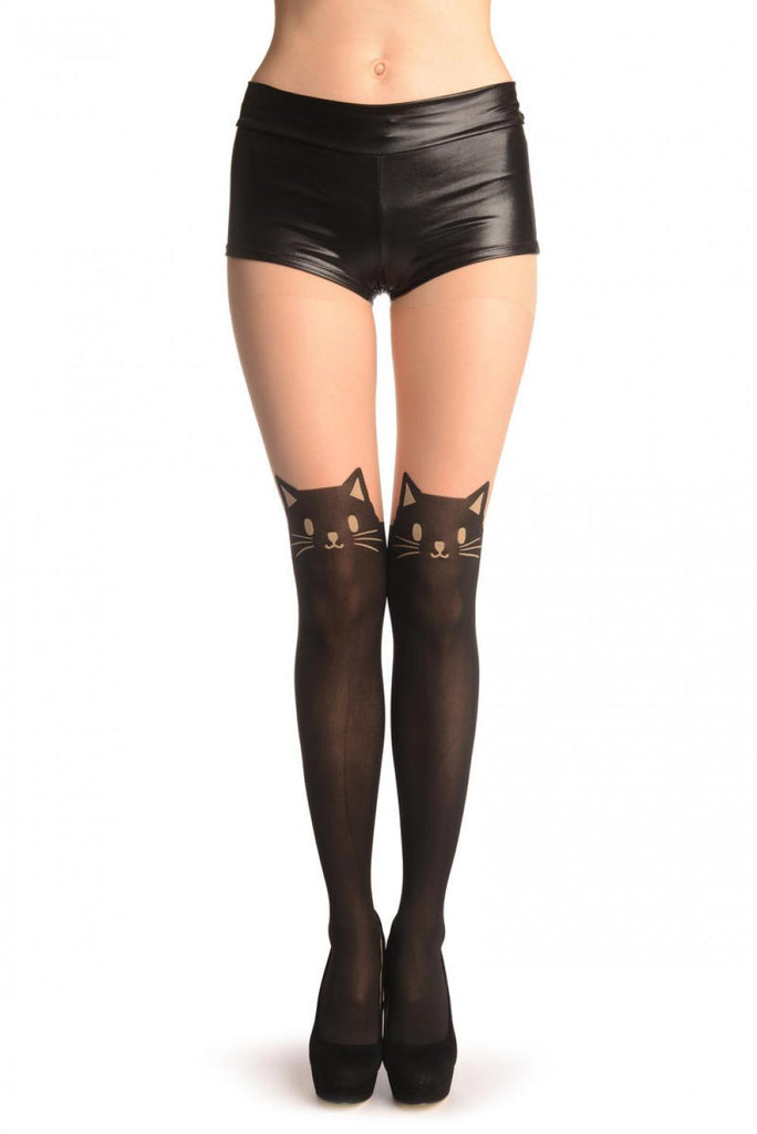 liss kiss Woven Cat Faux Stockings - Tights
