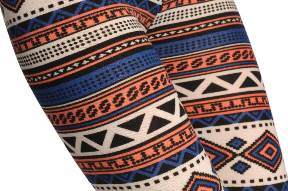 Liss Kiss Woven Pink & Navy Blue Aztec - Leggings